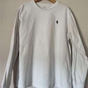 Ralph Lauren White Crewneck Tee with Navy Logo Print